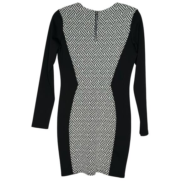 H&M Divided Black & White Geometric Bodycon Dress – Size 10 - Picture 3 of 7